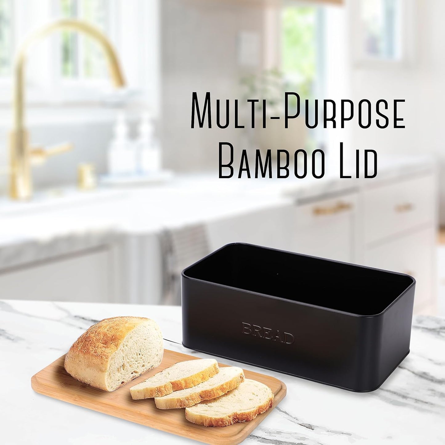 Black Bread Box, Rustic Bread Box, Vintage Bread Box for Kitchen Countertop, Bread Bin Black