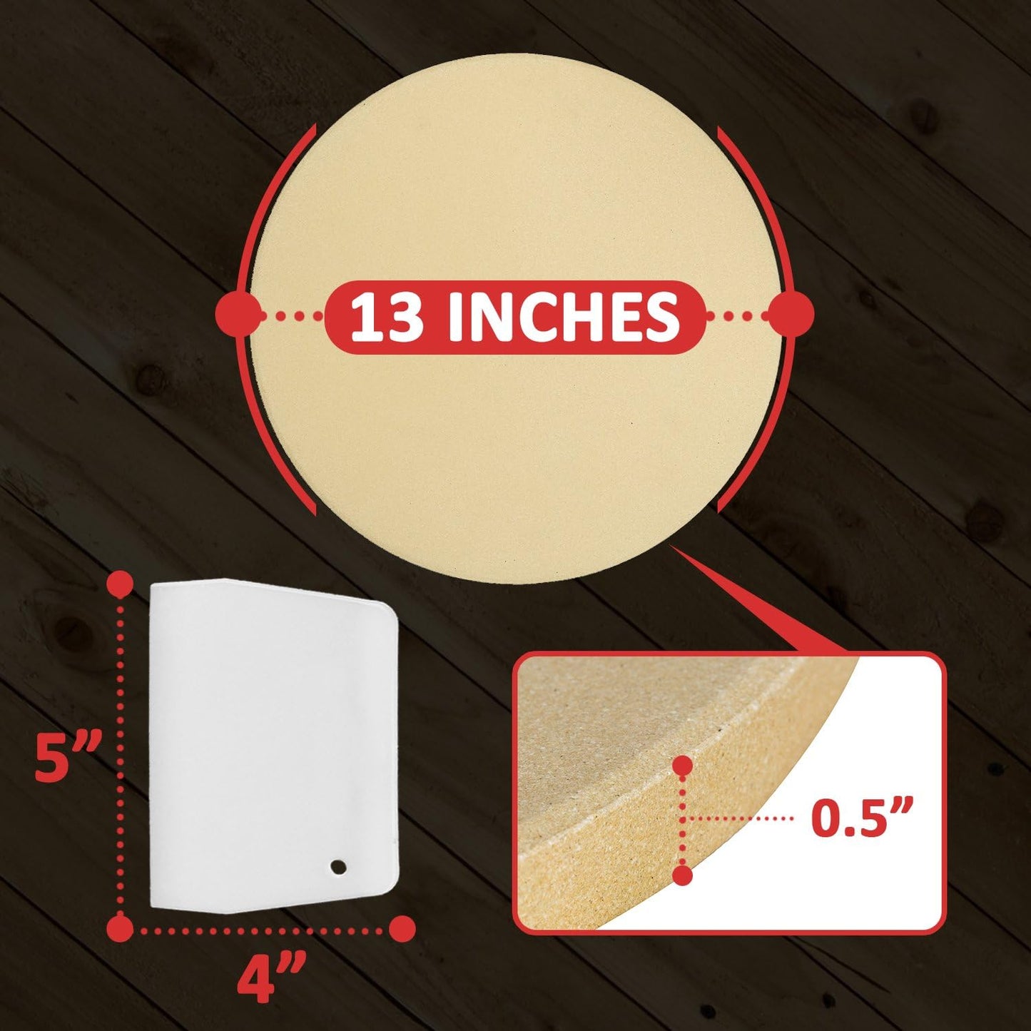 LifeSmart Pizza Stone and Scraper 13 inches Ideal for Crispy Crusts Heat Safe for Use on Grills and in Ovens Certified Safe Includes Scraper