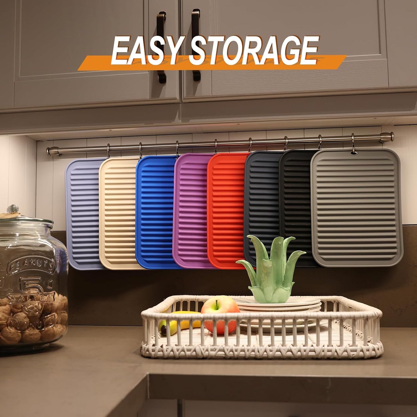 Joyhalo 4 Pack Silicone Trivets for Hot Pots and Pans,480℉ Heat Resistant Trivets for Hot Dishes,Hot Pads for Countertop,Kitchen Potholders,True Blue