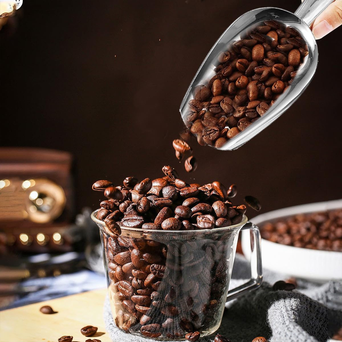 Metal Ice Scoop，Kitchen Ice Scooper for Ice Maker,Stainless Steel Small Ice Scooper for Freezer，Kitchen Gadgets Cookie Flour Pet Dog Food Scoop (purple, 3oz)