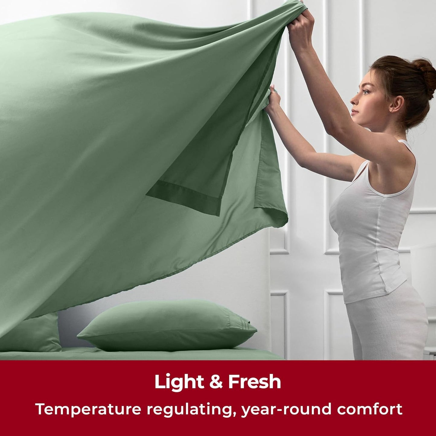 Mellanni Twin XL Sheets Set - 3 PC Iconic Collection Bedding - Hotel Luxury, Extra Soft, Cooling Bed Sheets - Wrinkle, Fade, Stain Resistant (Twin Extra Long, Sage)