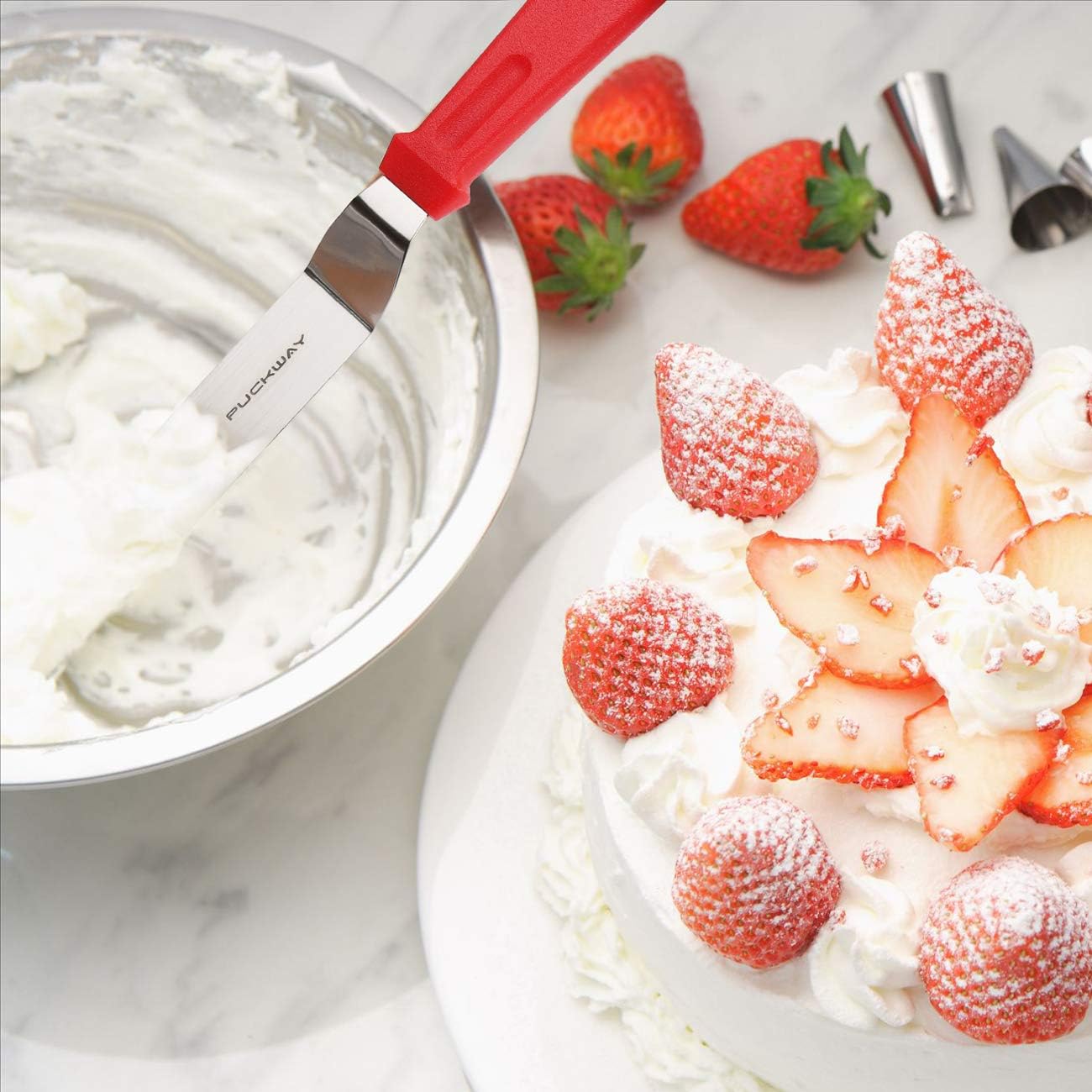 3 Metal Cake Offset Spatulas, 6 8 & 10 Inch Frosting Angled Icing Spatula for Decorating