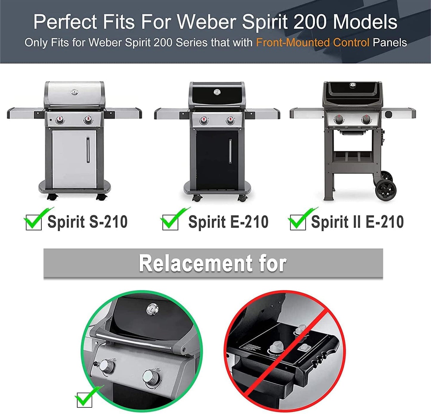 Criditpid Grill Replacement Parts for Weber Spirit 200 & Spirit II 200 with Front Control, 7635 Flavorizer Bars & 69785 Grill Burner Pipe Tubes Kit for Weber Spirit E210, E220, S210, S220 Grills