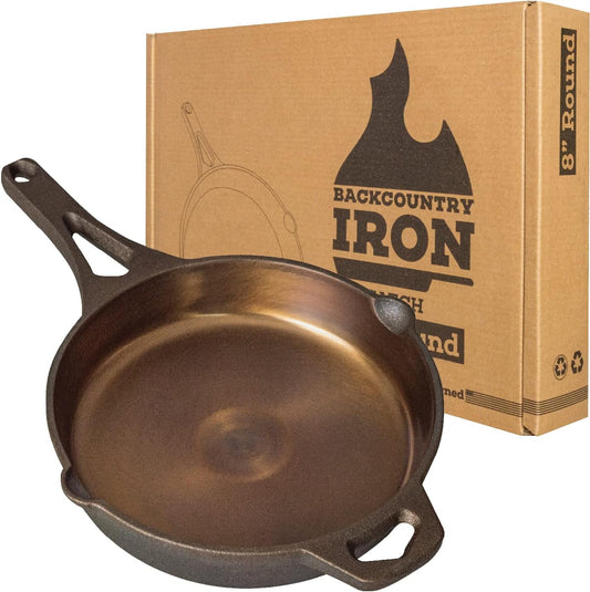 Backcountry Iron 8 Inch Smooth Wasatch Pre-Seasoned Round Cast Iron Skillet