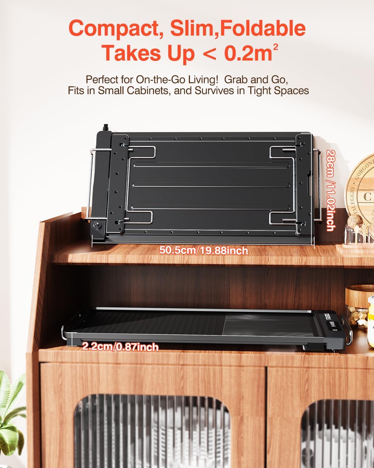 Electric Griddle with Removable Touch Panel, IPX9 Waterproof, Dishwasher-Safe, 1300W Fast Heating in 10S, 18x10" Die-Cast Nonstick Plate, Foldable Design for Family Use (4–8 People)