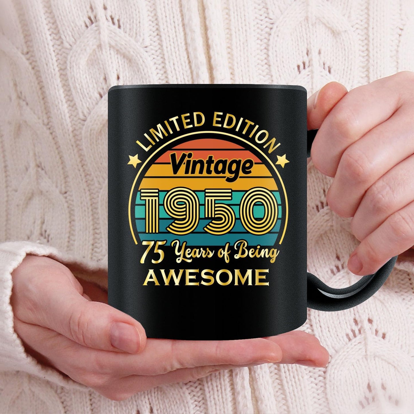 QUPT 75th Birthday Gifts for Women Men, 75th Birthday Gifts for Him, 75 Years Old Gifts, 1950 Birthday Gifts for Women Men, 1950 Birthday Gifts for Her Him, 75th Birthday Presents Coffee Mug