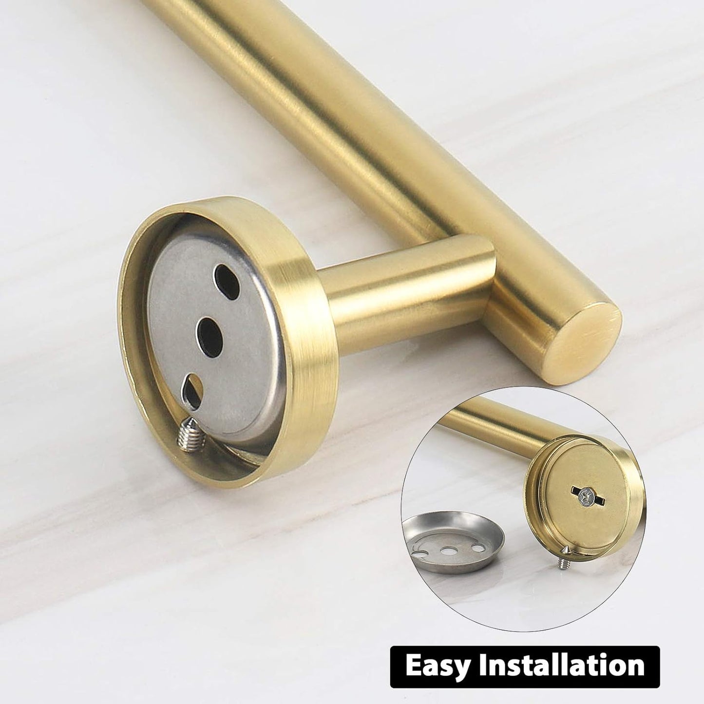 NearMoon Bath Towel Bar, Bath Accessories Thicken Stainless Steel Shower Towel Rack for Bathroom, Towel Holder Wall Mounted (1 Pack, Brushed Gold, 33 Inch)