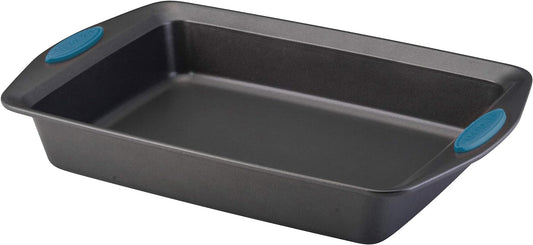 Rachael Ray Yum -o! Nonstick Bakeware Baking Pan With Grips / Nonstick Cake Pan With Grips, Rectangle - 9 Inch x 13 Inch, Gray