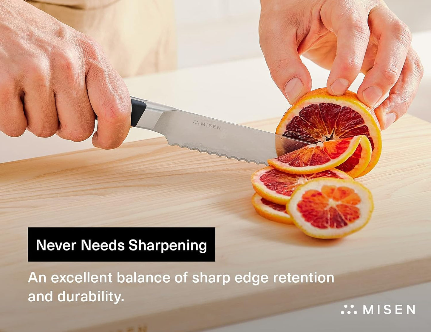 Misen Serrated Bread Knife – High-Carbon Japanese AUS8 Steel – Effortless Slicing of Bread, Pastries, and Fruits – Razor-Sharp Edge and Durable Blade with Ergonomic Handle - 5", Black