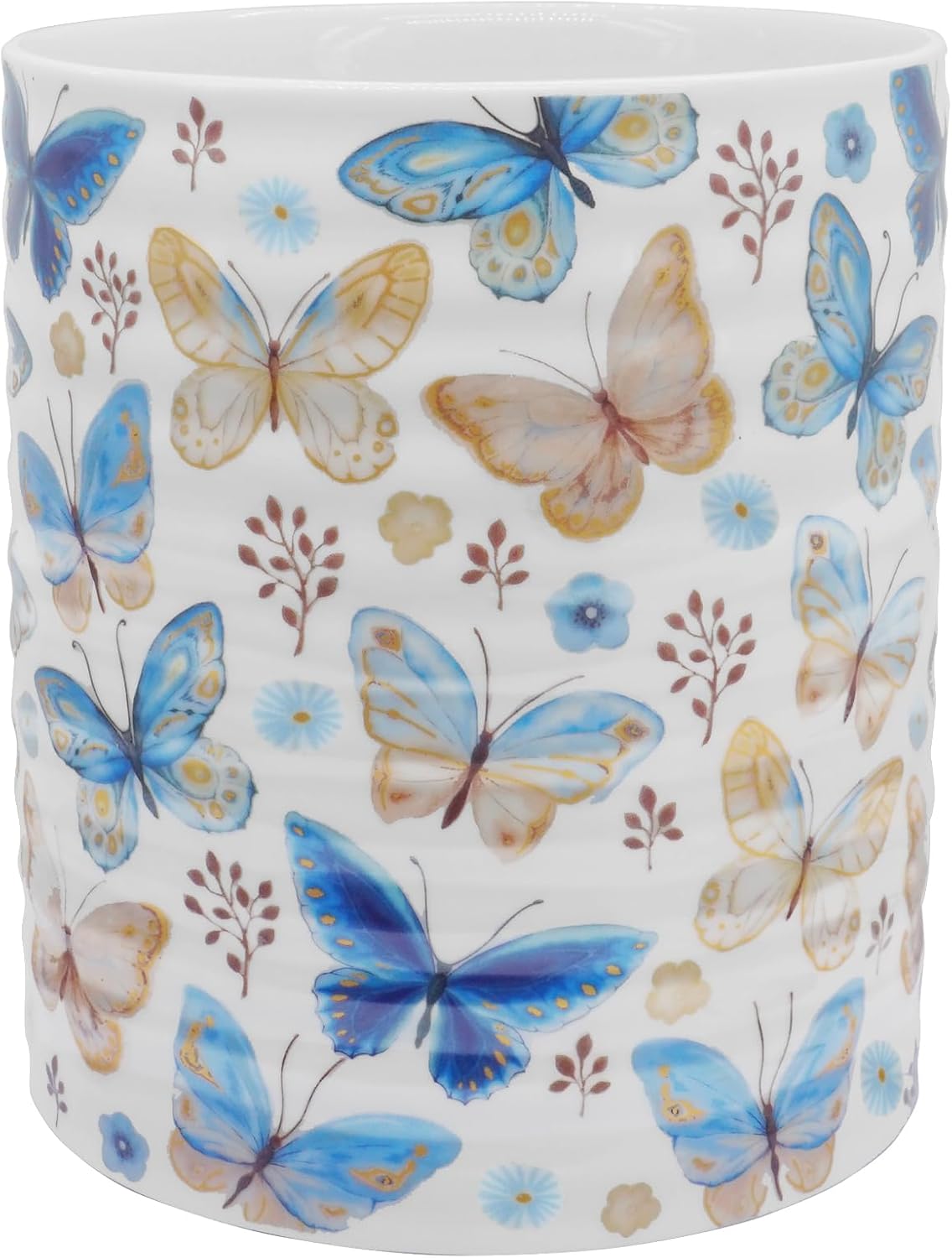 Kitchen Utensil Holder,7.2″Extra Large Stable Pattern Ceramic Utensil Crock,Utensil Organizer for Countertop,Kitchen Decor,Utensil Holder for Housewarming,Wedding Gift (Butterfly)