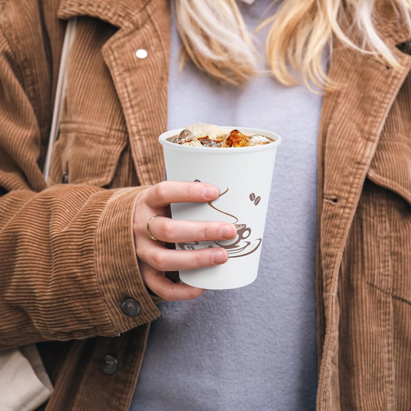 Lamosi 500 Pack 12 OZ Coffee Cups, Disposable Paper Cups for Hot/Cold Beverage, Leak-Free Paper Coffee Cups no Lids for Cafe, Restaurant, Office and Home