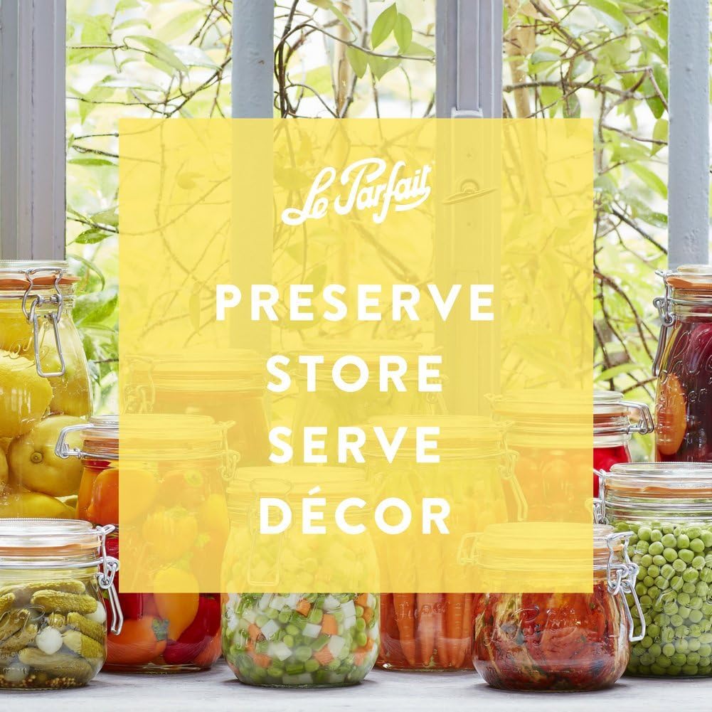 Le Parfait Super Jar - 3L French Glass Canning Jars, Wide Mouth, Airtight Lid (96oz/3 Quarts, 3 pk CP)