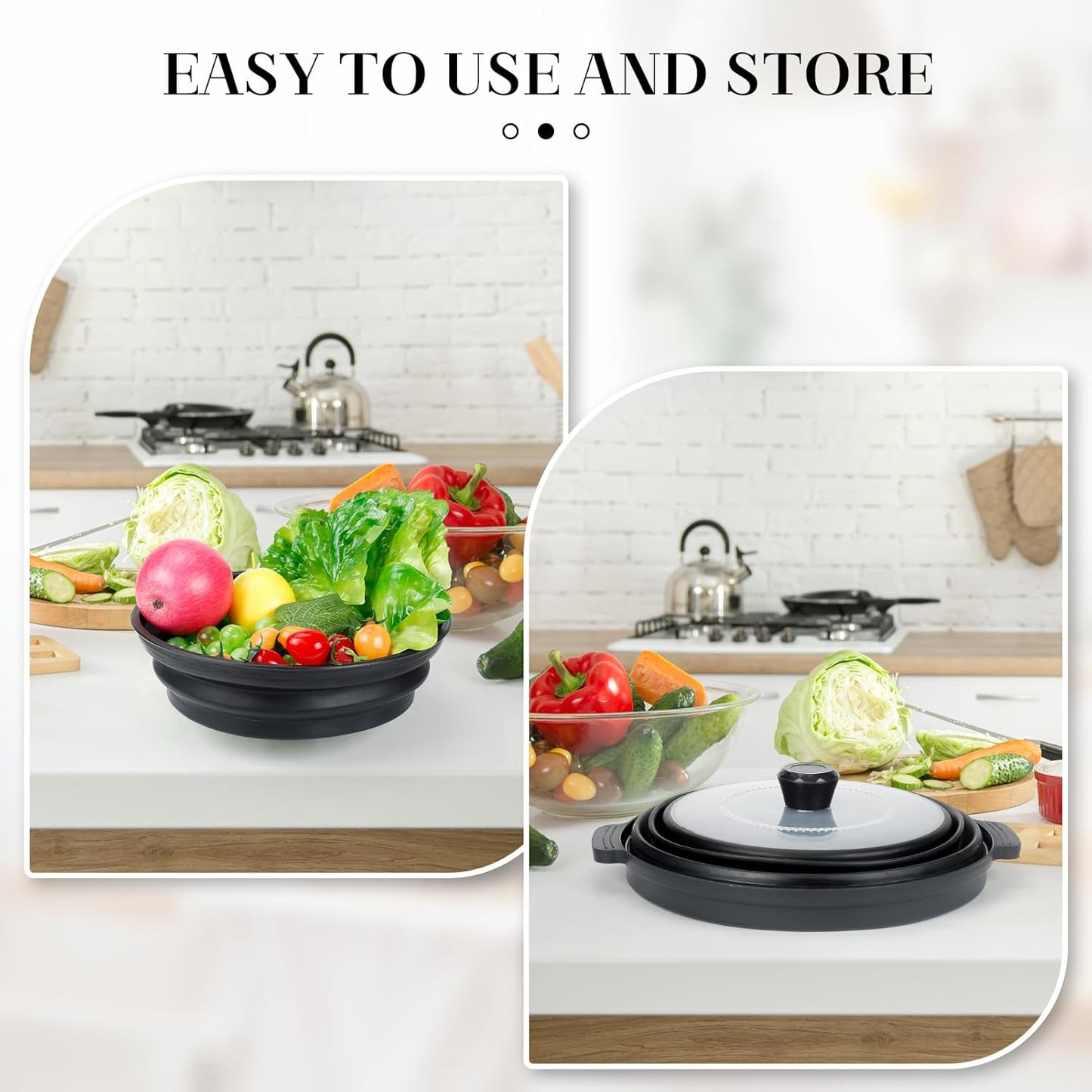 10.7 Inch Microwave Food Cover with Heat Insulation Mat, Anti-Scald Collapsible Microwave Splatter Cover, Multi-Functional as Colander & Fruit Plate, Dishwasher Safe, Ideal for Meal Prep (Transparent)