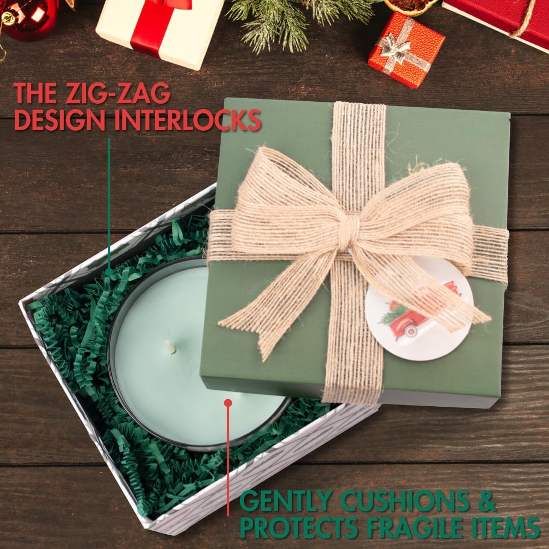 MagicWater Crinkle Cut Paper for Gift Baskets - 2LB - Forest Green - Perfect for Shredded Paper Filler, Basket Filler, Gift Boxes, Bridesmaid Gifts, Halloween Stuffers & More – Ideal for All Occasions