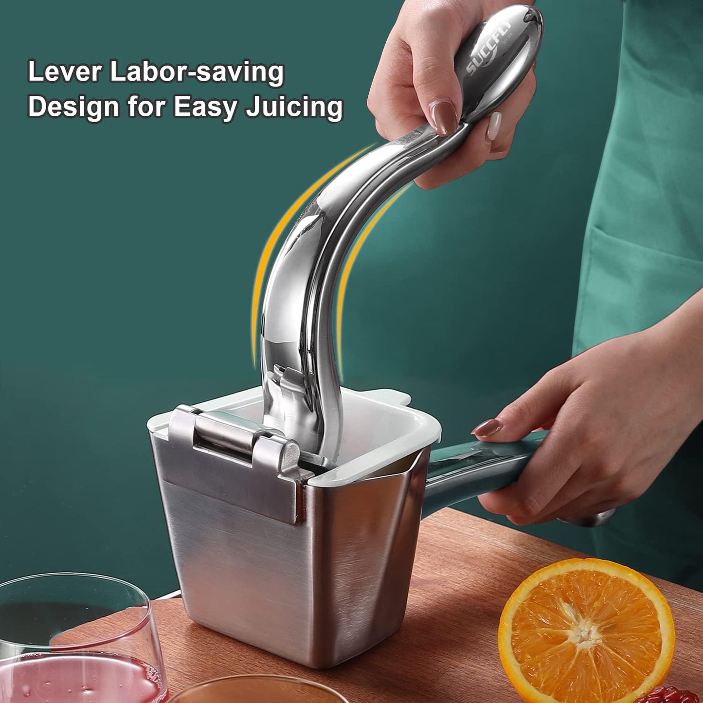 Lemon Squeezer - Stainless Steel Citrus Juicer, Heavy Duty Manual Juicer for Lemons, Limes, Oranges, Pomegranates (5 Year Warranty)
