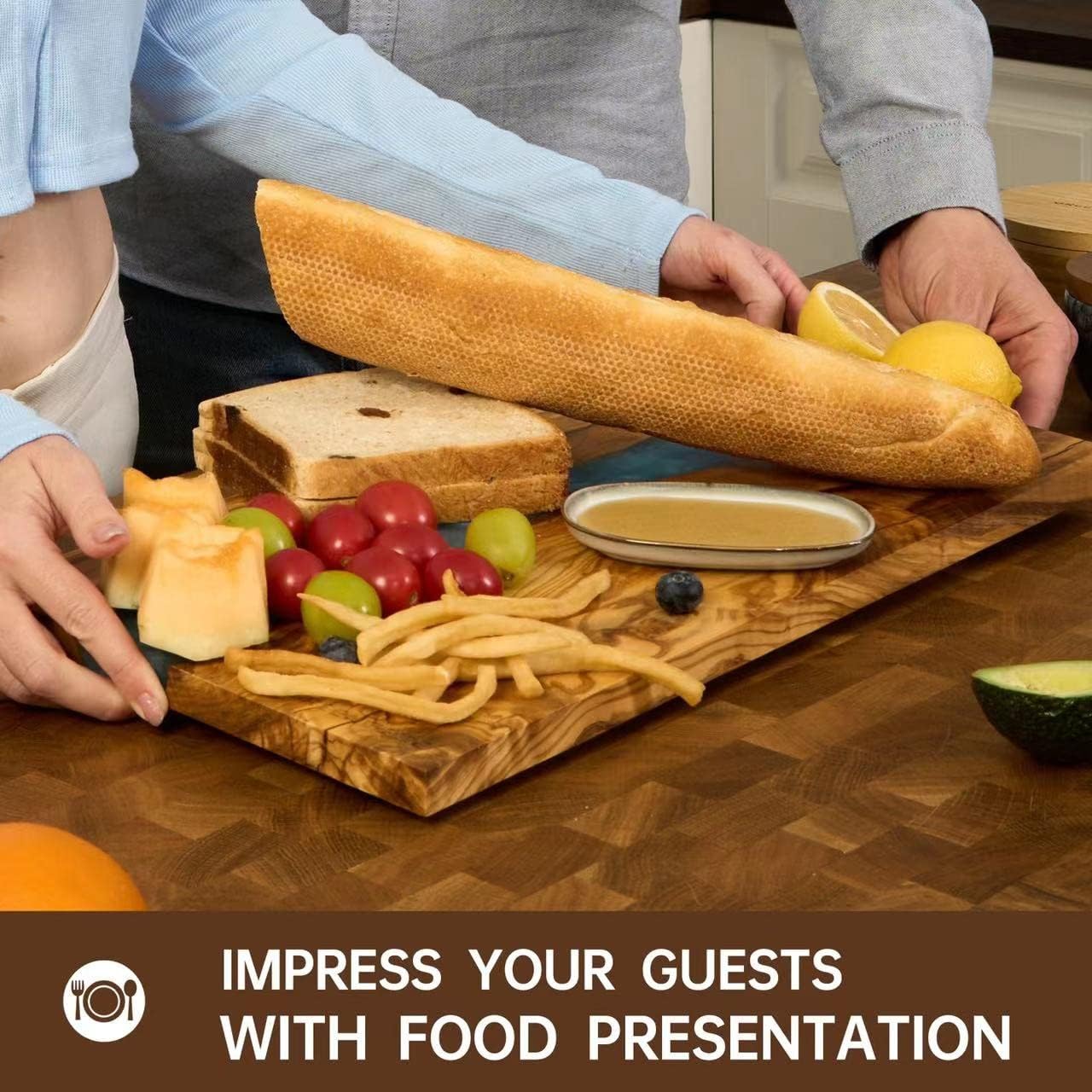 Italian Olive Wood luxury Cheese board with Resin, Charcuterie board, Chopping and Cutting Board for Meat Vegetable & Fruit, Wooden Epoxy Serving Board (Blue And White Gradient)