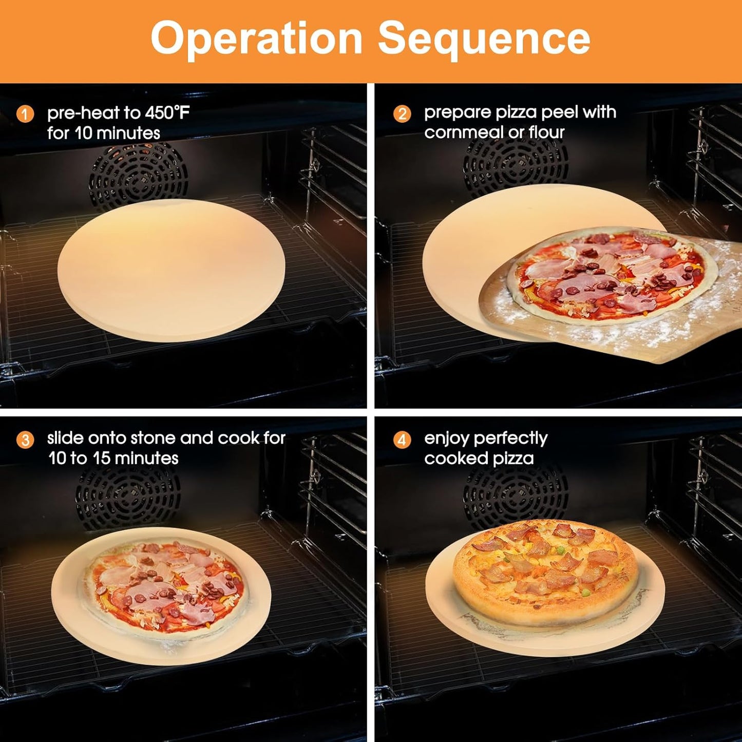 Small 10 inch Round Pizza Stone,for RV Camper Oven,Round baking stone Grill,Can make pizza, bread, pies,BBQ, Durable and Safe, Give away Plastic Scraper