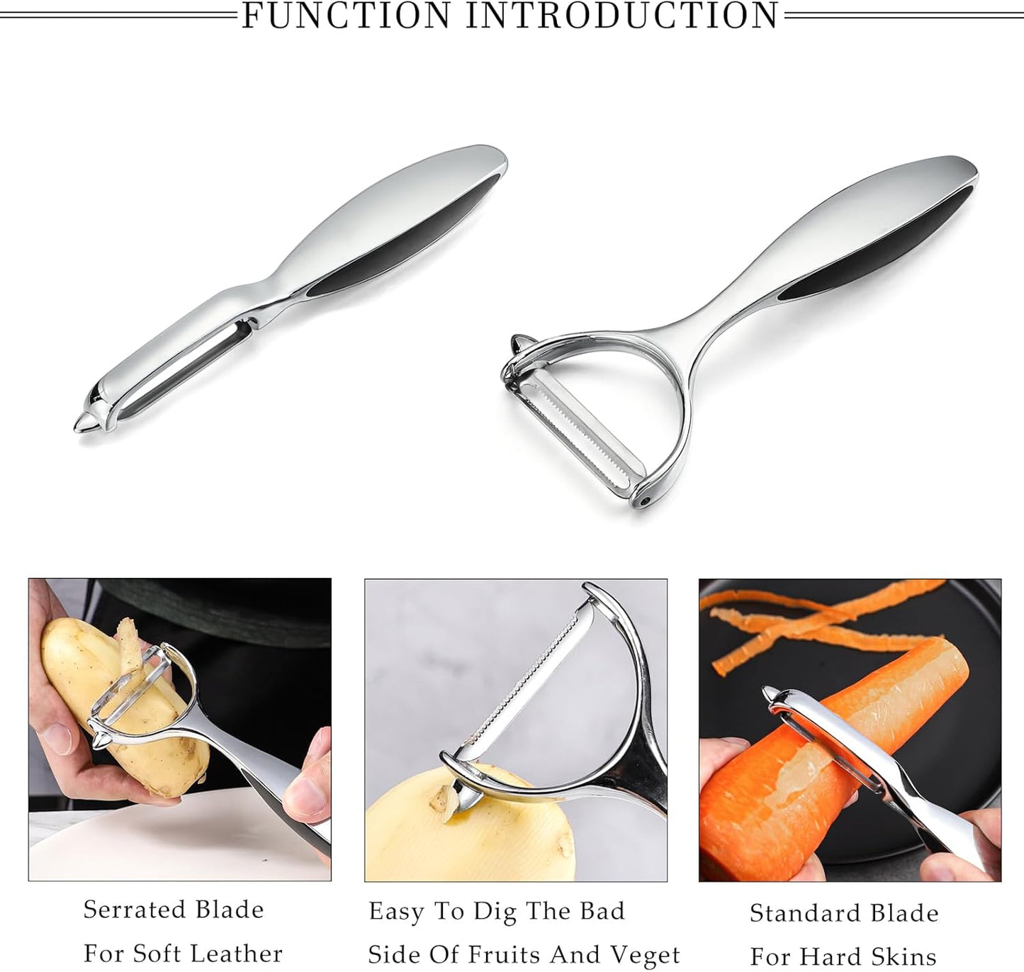Vegetable Peeler Stainless Steel Potato Peelers Y-Shaped and I-Shaped Peelers,Veggie Carrot Fruit Peelers for Home kitchen