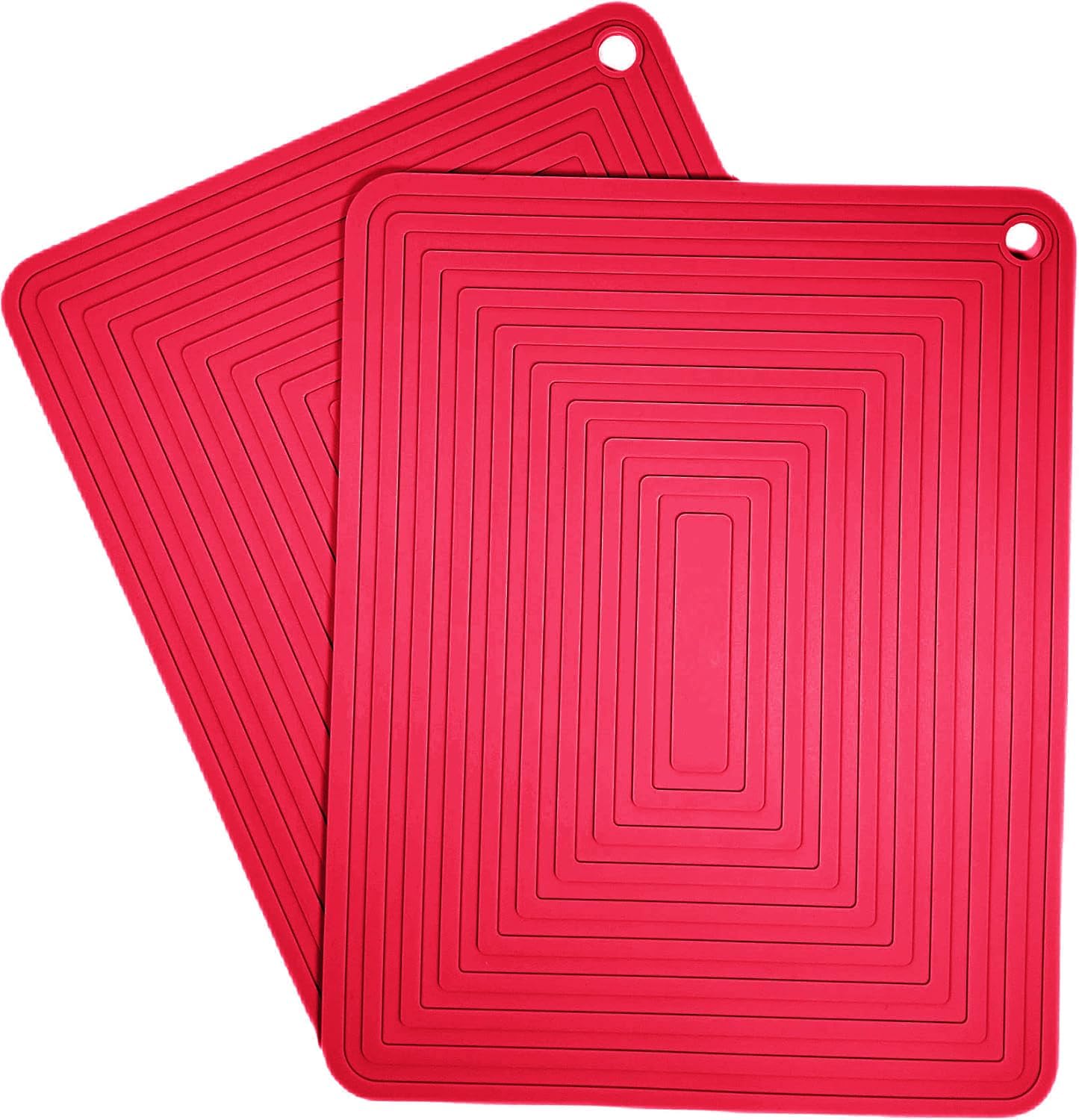 Silicone Trivets Mats Set 2, Red Silicone Hot Pads for Kitchen, Multi-Purpose Heat Resistant Pot Holders, 9 x 12 Inches