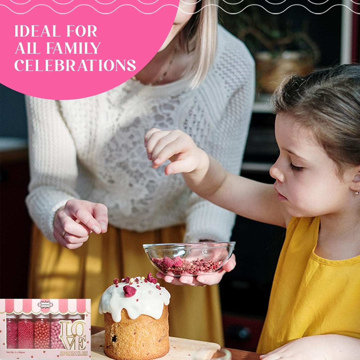 Confect Sprinkles Mix – Enchanted Forest Disco Ball Mashup for Cake & Cupcake Decorating – Assorted Pack of 5 (Hot Pink, Silver, Parrot Green Dragees & White Sparkling Sugar) Palm Oil-Free, No Artificial Dyes - 5 Oz