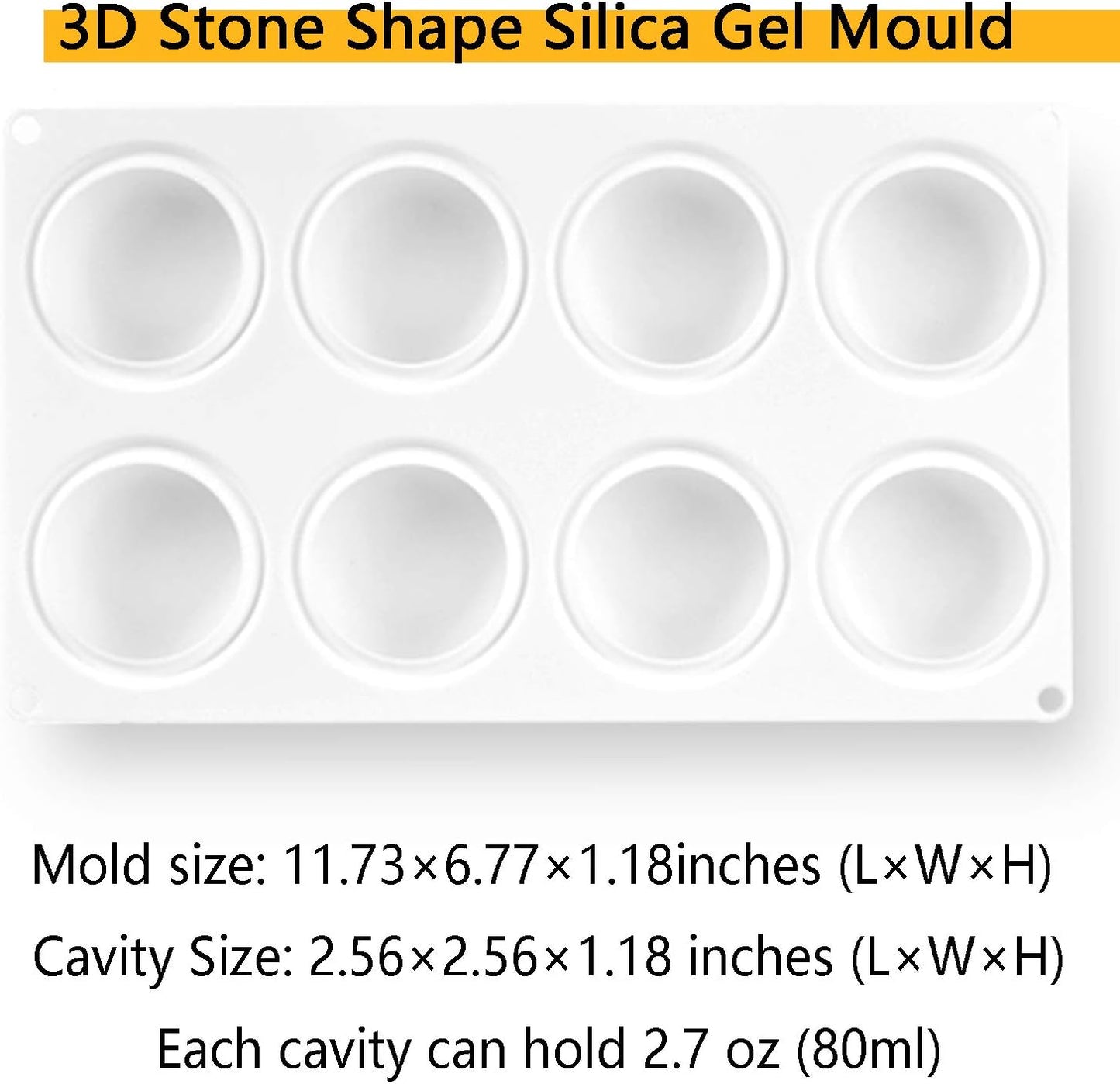 OCPO Kitchen 3D Stone Silicone Mold for Baking Mousse Cake French Dessert Pastry Chocolate Pudding Cupcake, Stone Shape (8-Cavity)