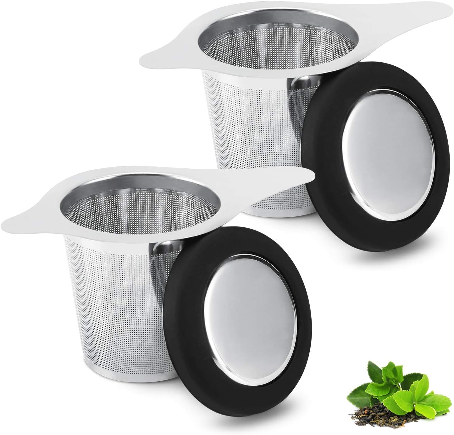 Two Pack Tea Infuser Basket Stainless Steel Tea Strainer Tea Filter With Small Strainer And Lid Tea Diffuser For Loose Tea Superior Brewing Experience (Two pack silver)