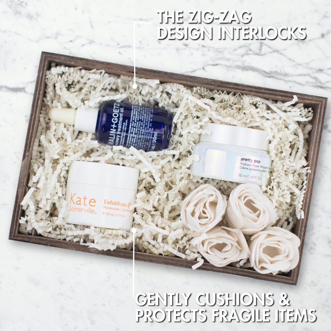 MagicWater Crinkle Cut Paper for Gift Baskets - 2LB - Light Ivory - Perfect for Shredded Paper Filler, Basket Filler, Gift Boxes, Bridesmaid Gifts, Halloween Stuffers & More – Ideal for All Occasions