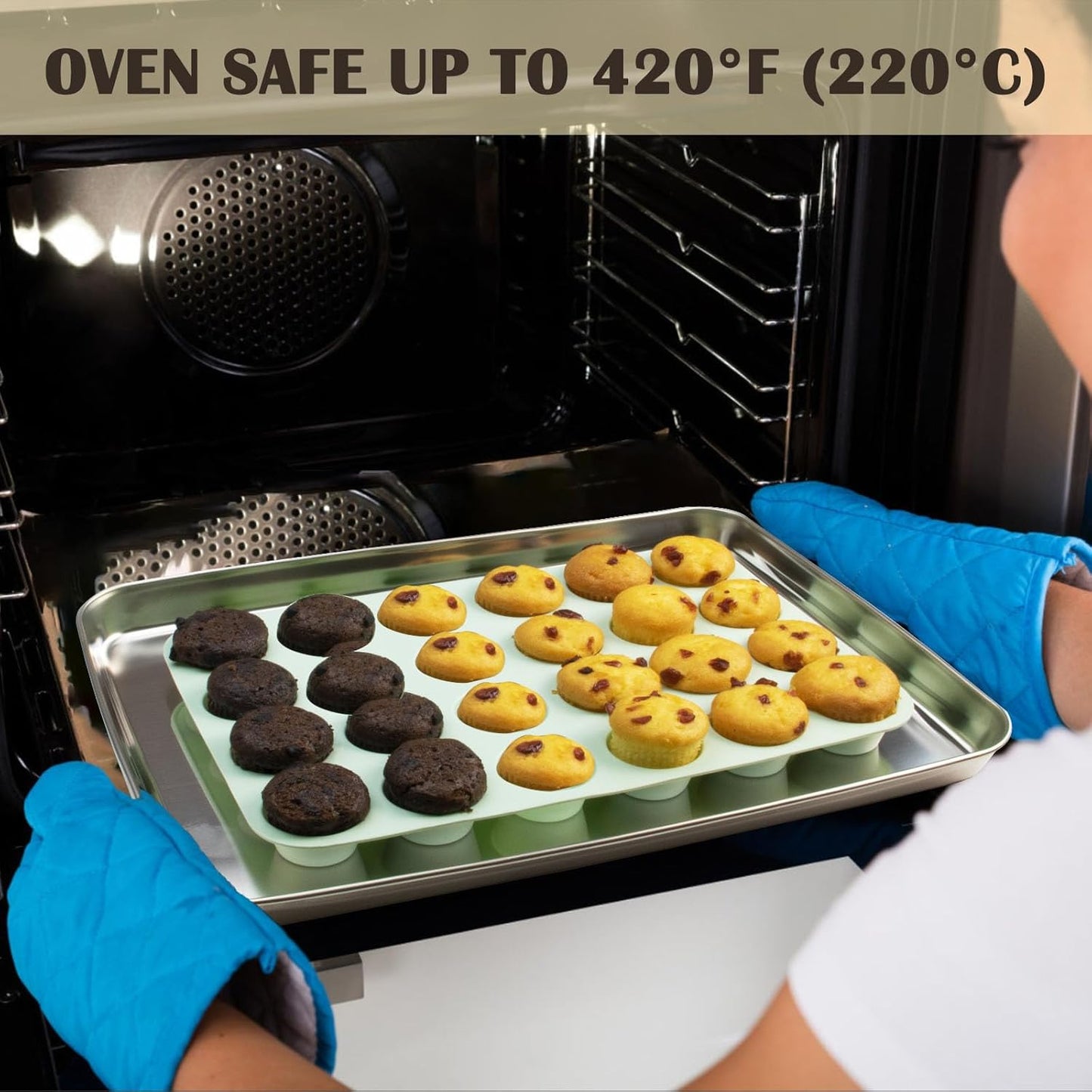 24 Cups Silicone Mini Muffin Pan Set, Nonstick Mini Cupcake Pans, BPA Free Small Muffin Tin for Baking, Set of 2 (Green+Purple)