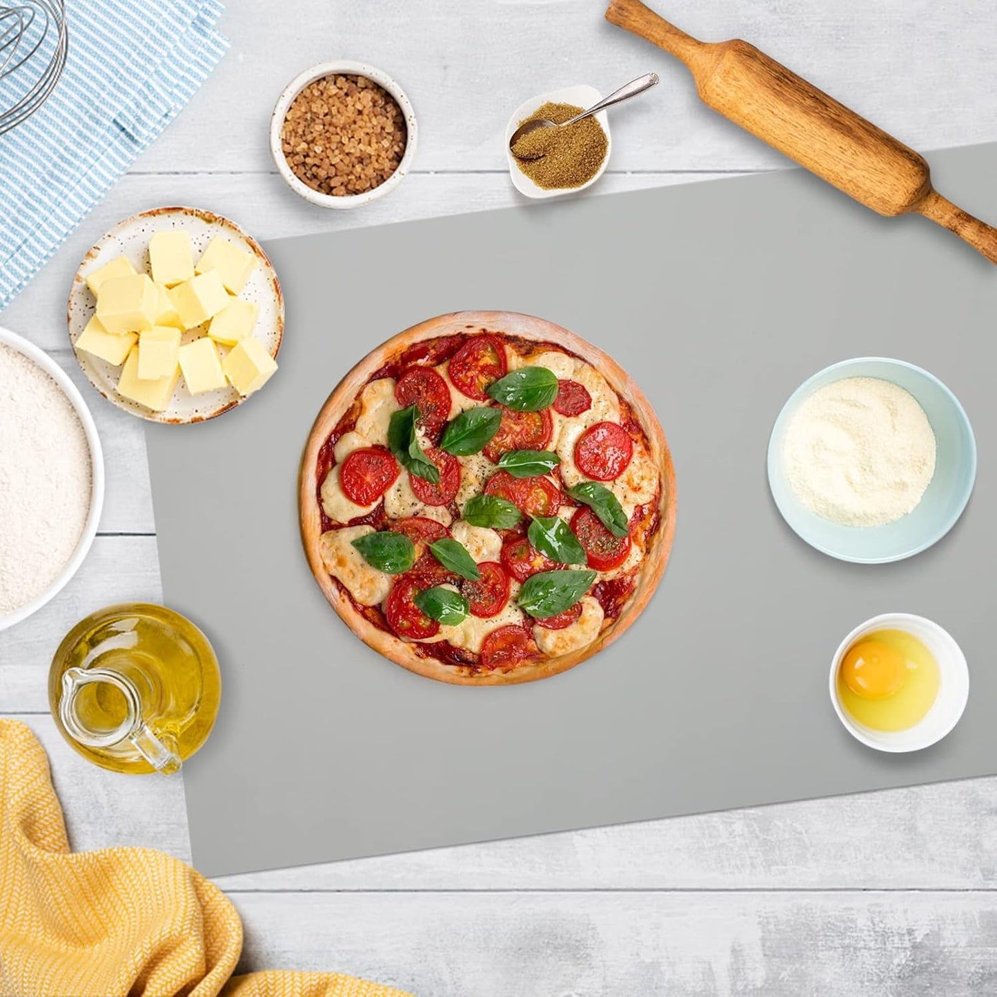 Extra Large Silicone Mat,Silicone Mats for Kitchen Counter Island Dinner Table Countertop Protector Heat Resistant Mat (120” x 48”, Grey)