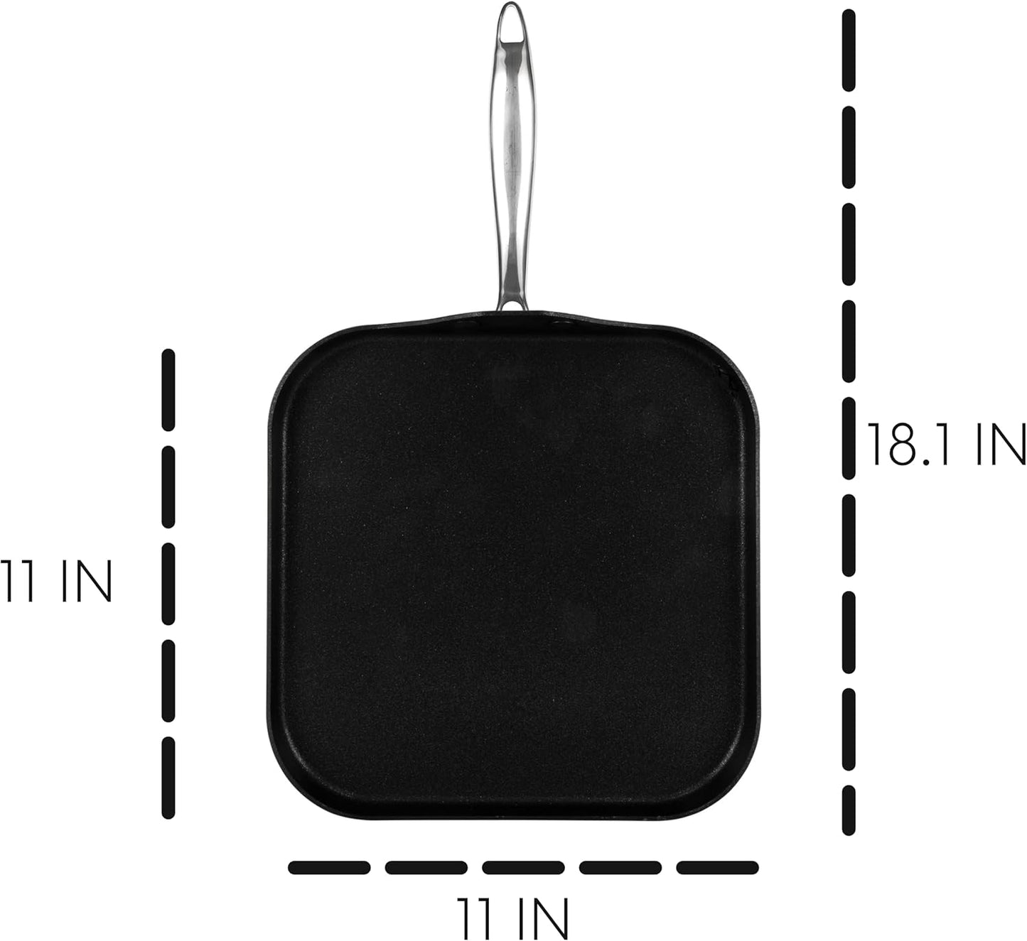 Vasconia Urban 11" Square Nonstick Griddle Pan - Home and Commercial Kitchen Cookware, Dishwasher and Oven Safe Up to 475°F - Made in Mexico Aluminum Griddle Pan for Stove Top with Fast-Cooling Handle