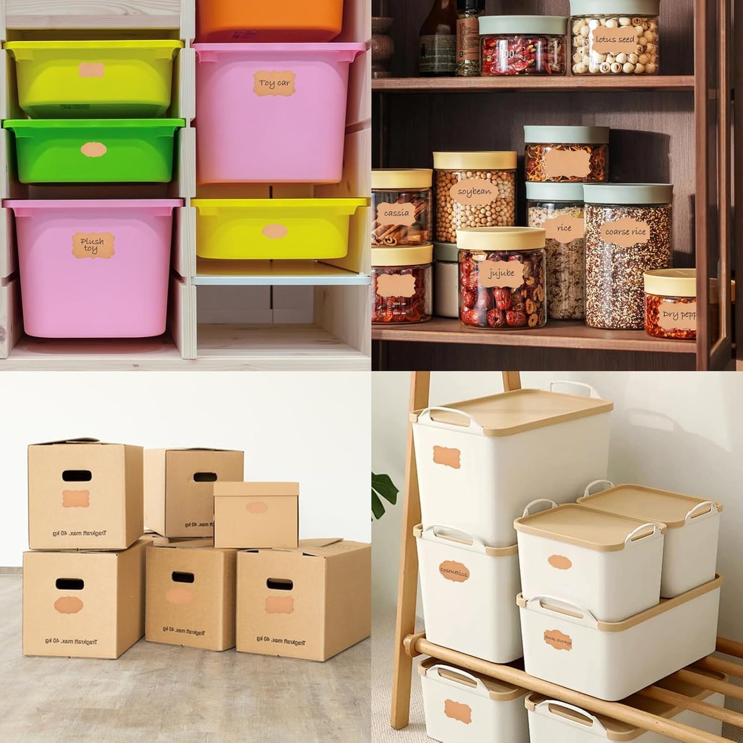 500 Pcs Gift Tags Name Label Stickers, 2 Different Sizes 2"*3" and 1.2 * 2" Self-Adhesive Brown Kraft Labels Stickers for Presents Decoration, Jars, Pantry Canning Bottle, Cosmetic Tag