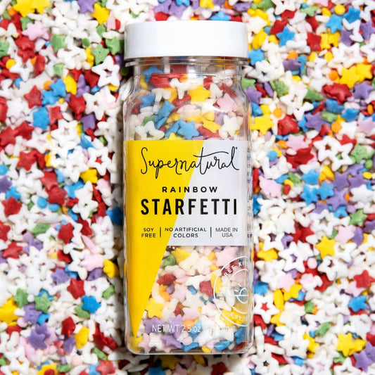 Supernatural Rainbow Starfetti Natural Star Sprinkles - No Artificial Dyes, Soy Free, Gluten Free, Vegan, 3oz