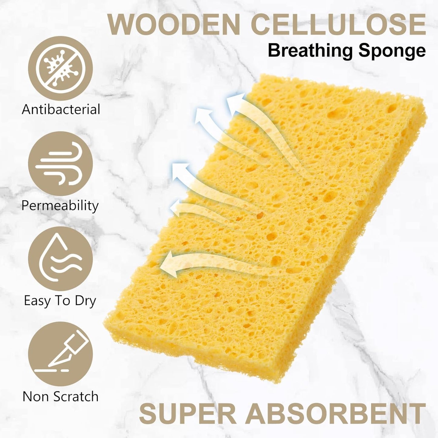 Zhengmy 100 Pieces Kitchen Sponge Bulk Natural Sponges for Dishes Compressed Wood Pulp Sponges Cleaning Sponge Without Scratching for Kitchen Bathroom, 3.9 x 2.4 x 0.12 Inch (Yellow)