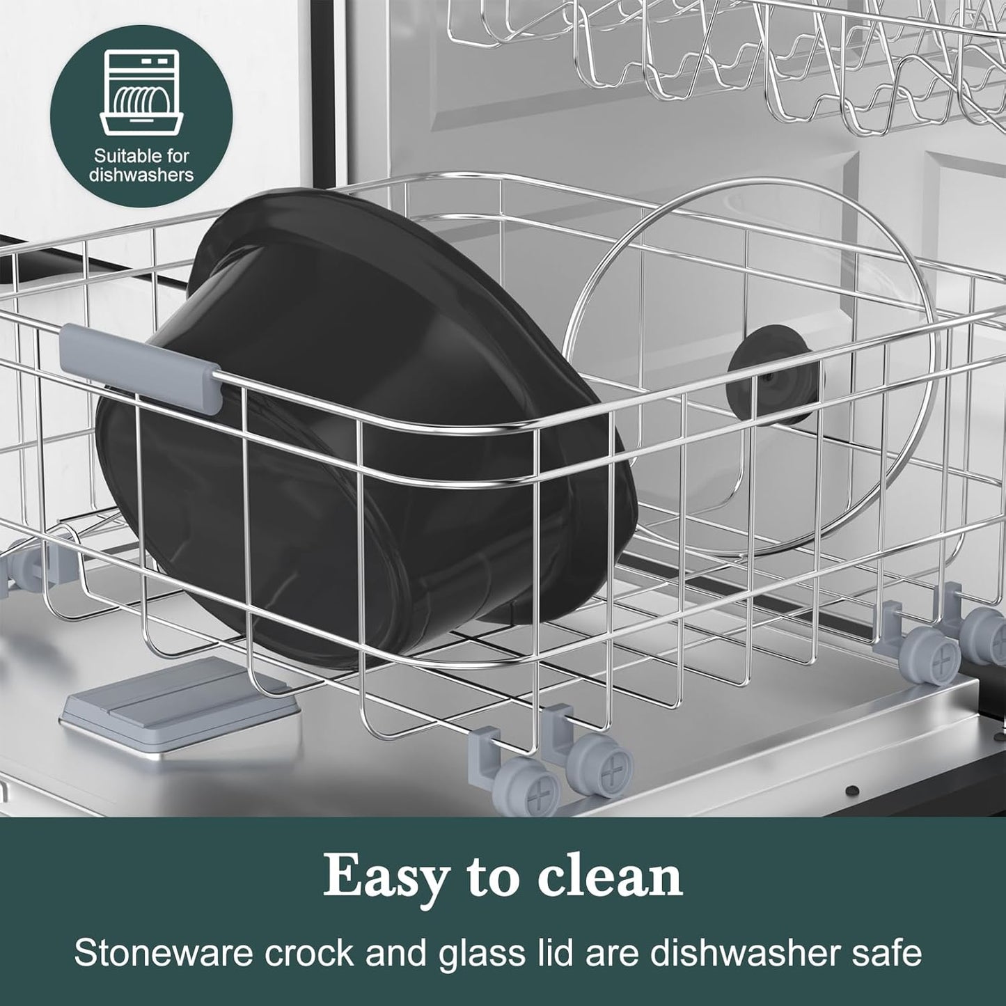 6-Quart Programmable Slow Cooker with Timer Keep Warm - Small Kitchen Appliance for Family Dinners - Serves 6+ People - Heat Settings: Keep Warm(White, Black Liner)