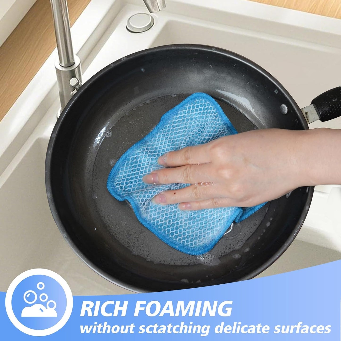 KinHwa Kitchen Washcloths for Dishes Absorbent Microfiber Dish Cloths Quick Dry Dish Rags with Poly Scour Scrub Side Ideal for Kitchen Cleaning (Mixing Colors #1, 6inchx6inch 9 Pack)