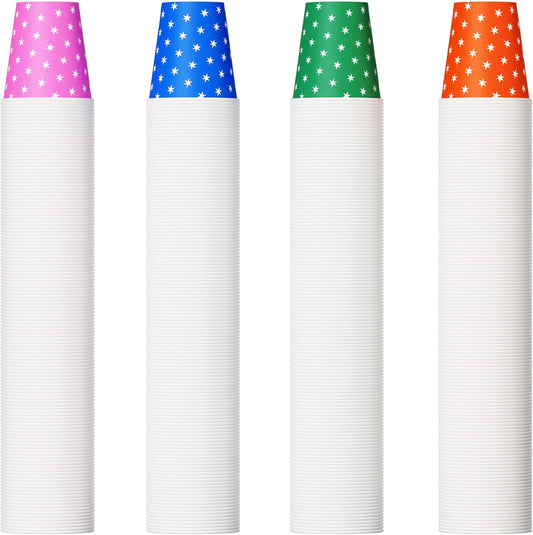 500 Pack 5oz Paper Cups, Multicolor Paper Disposable Cups, Small Mouthwash Cups, Cold Beverage Drinking Cup for Party,Travel and Event (Stars)