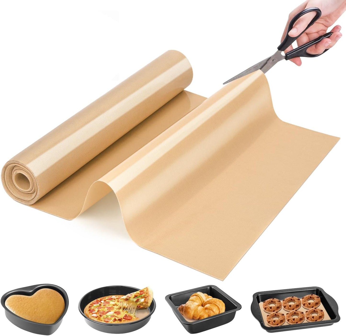 Silicone Baking Mat Roll - Best German Silicone Mat for Baking - Non Stick Silicone Pastry Mat, Non-slip Silicone Counter Mat, Reusable Air Fryer Liner, Oven Liner Mat, Freeze Dryer Mat
