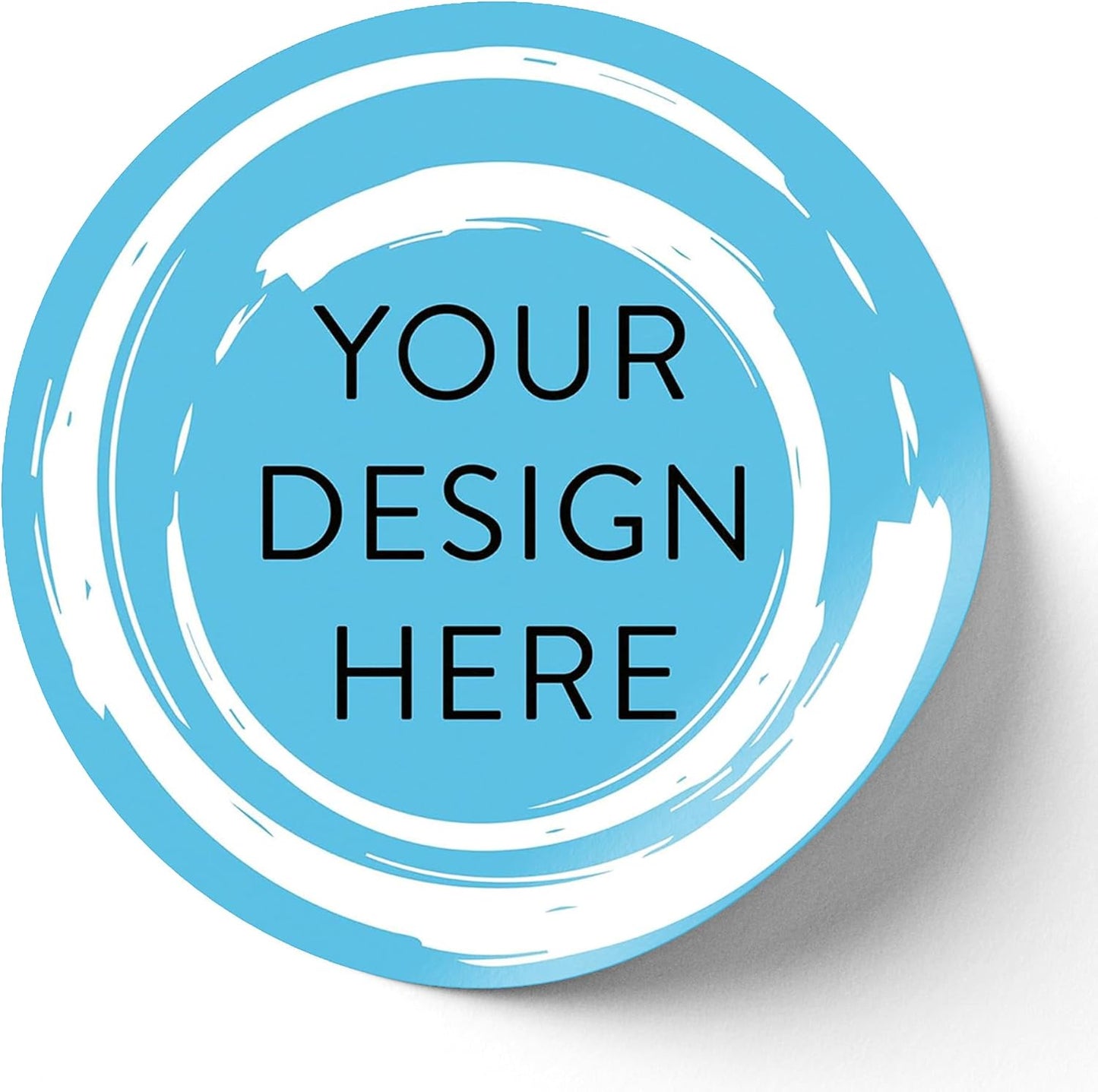 100 Custom Vinyl Stickers - Upload Your own Image, Text, Design, Logo - Personalized Logo Labels for Handmade, Packaging, Bottle, Jars, Candle, Brand Stickers (Blue Swirls, 6x6)