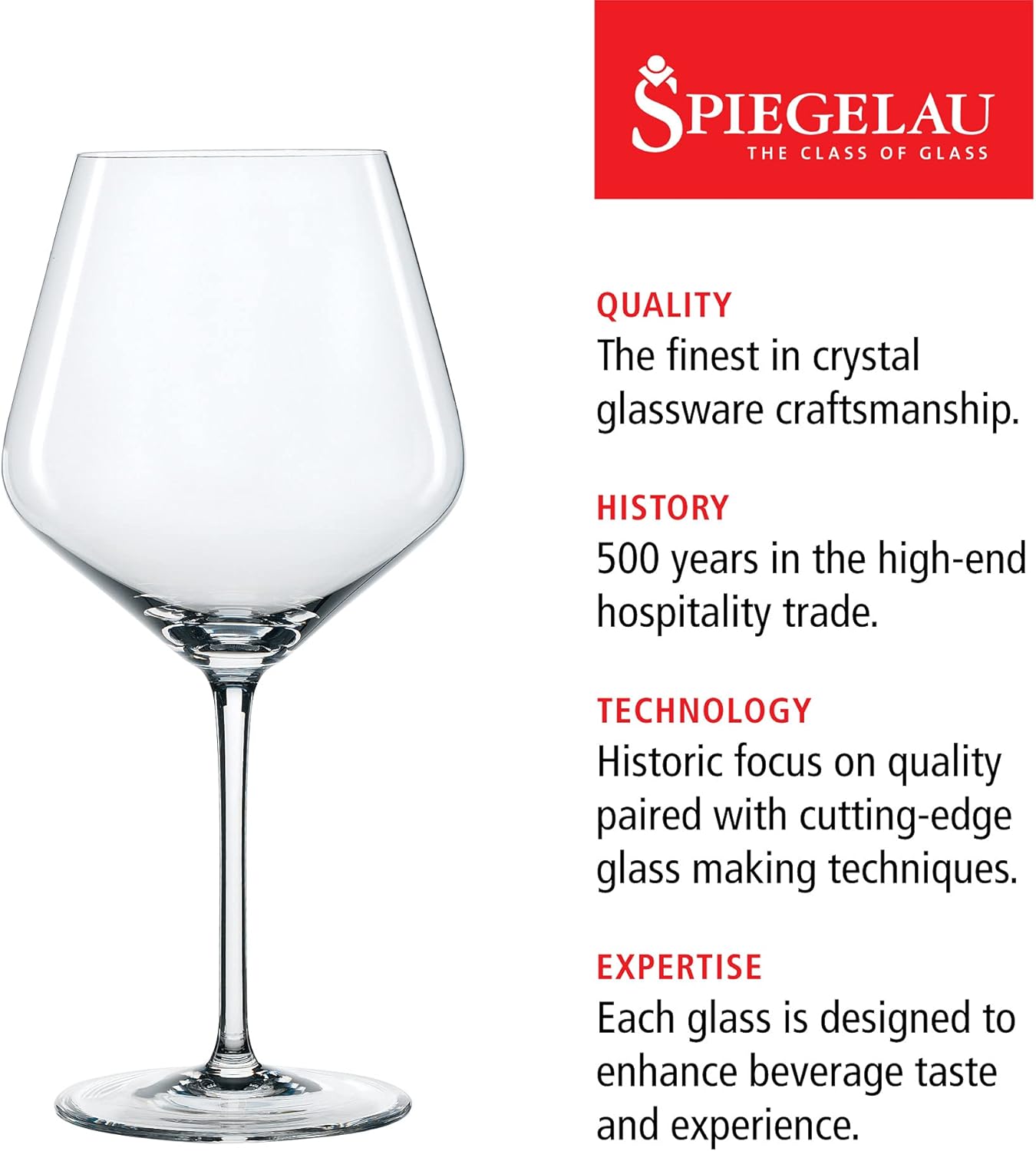 Spiegelau Style Burgundy Wine Glasses Set of 4 - European-Made Crystal, Classic Stemmed, Dishwasher Safe, Professional Quality Red Wine Glass Gift Set - 22.6 oz