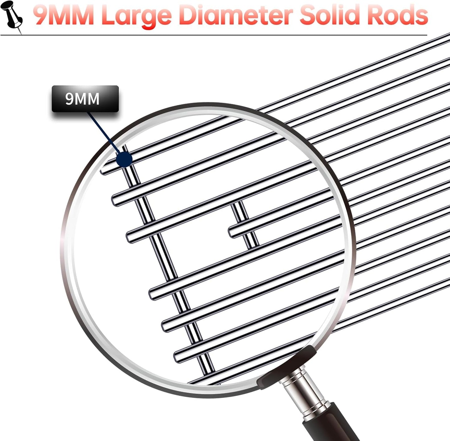 9MM 16517 Grill Grates Replacement for Bull Grill Replacement Parts, BBQ Bull Brahma 5 Burner 57568, 57569, 57568CE, 19” Lion Premium 40” 4 Burner L90000, 90000, 65073 Stainless Steel Grids