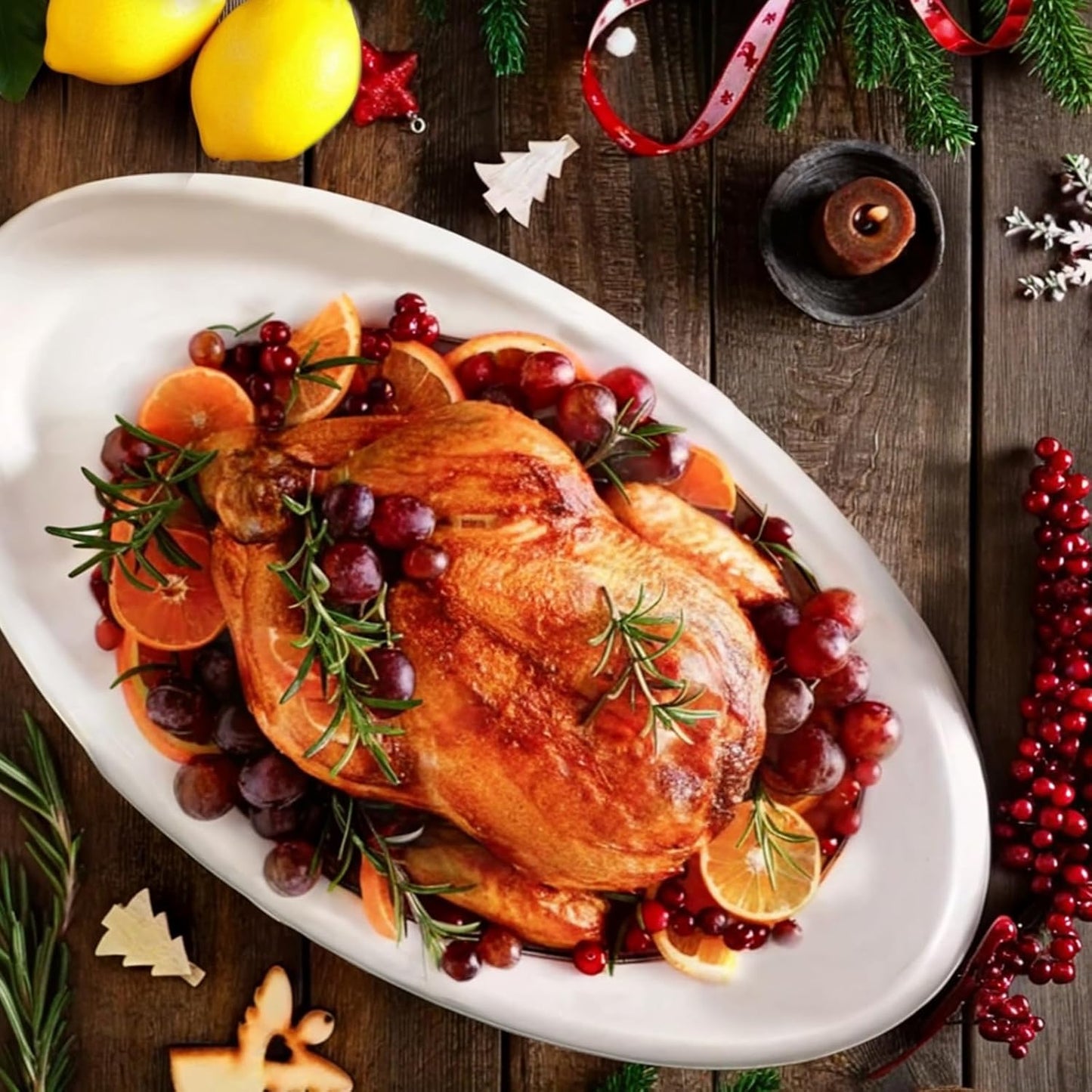 DOWAN 16" Serving Platters, Serving Platters for Wedding, Large Oval Porcelain Serving Tray for Entertaining, Dinner Platters for Serving Food Appetizers Meat, Serving Dishes for Parties, Set of 2