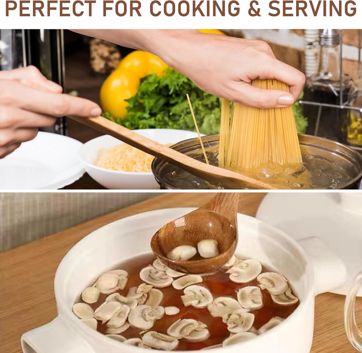 FJNATINH 3-Piece Teak Wooden Wok Spatula Set, Wooden Kitchen Utensil Set, 100% Natural Teak Wood Cooking Utensils