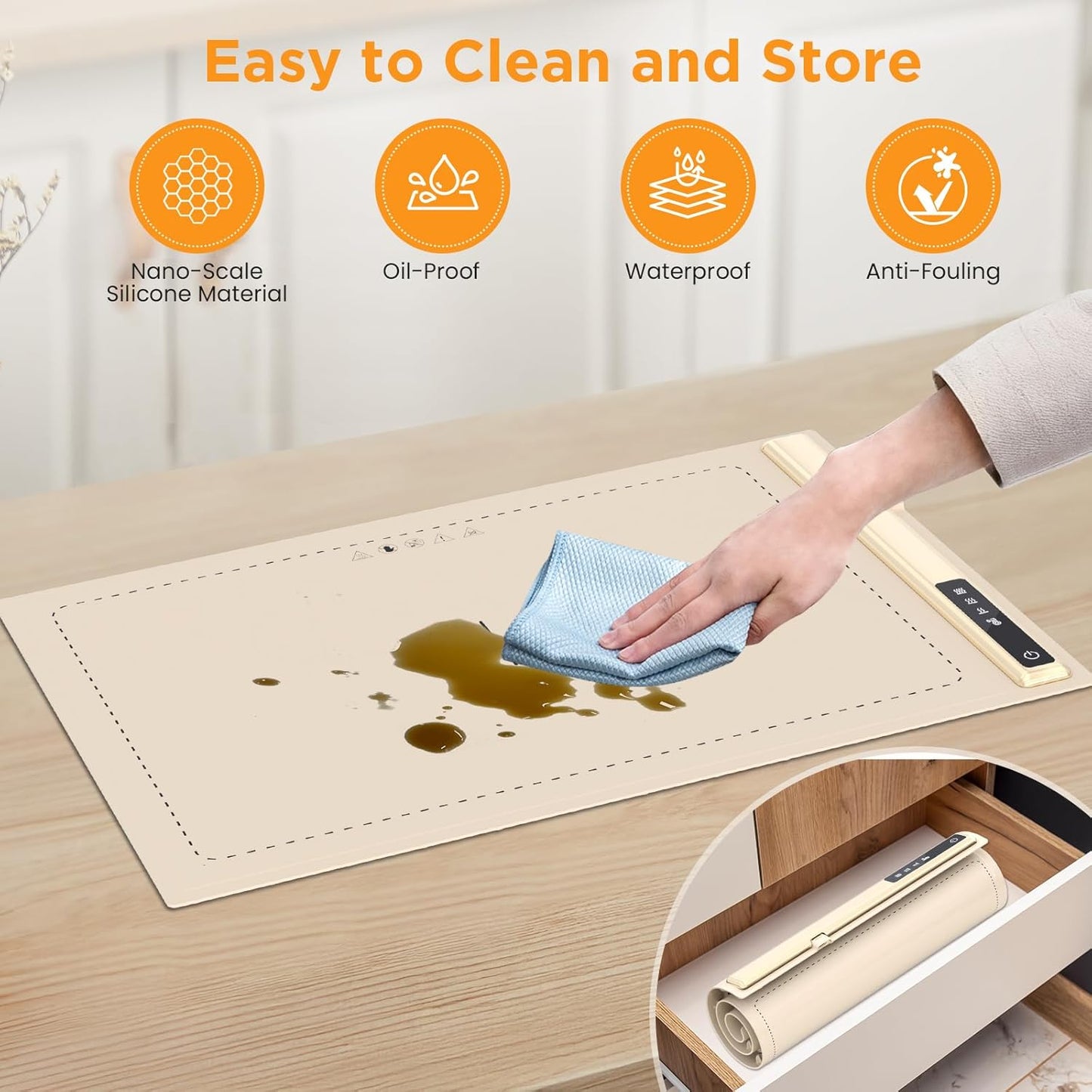 Upgrade Warming Mat for Food with Adjustable Temperature-Portable Electric Warming Tray,Roll Up Silicone Food Warmer for Parties with 3 Temperature Settings,Versatile Food Warmers for Parties Buffet