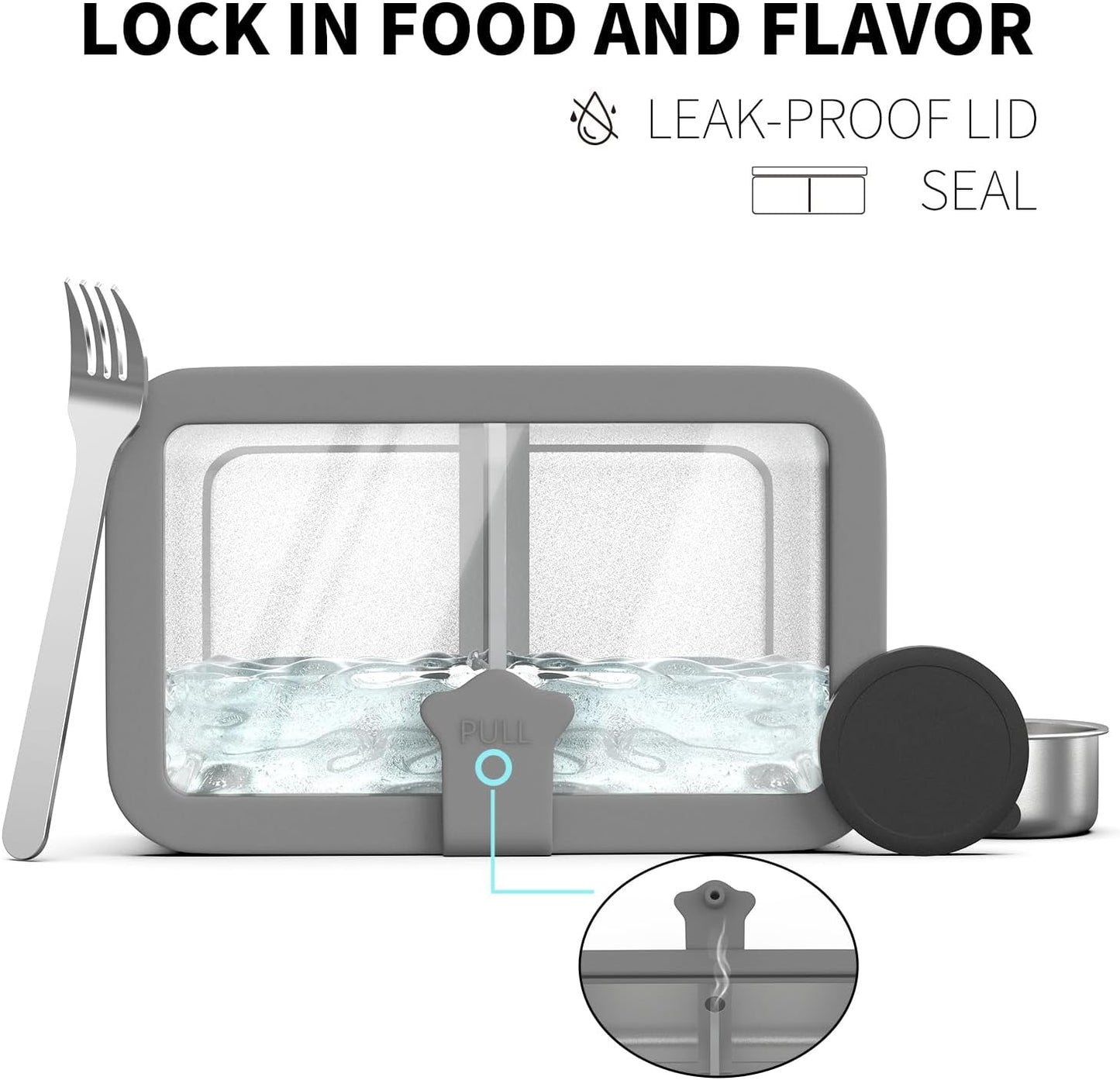 Stainless Steel Bento Box for Kid, 33oz Leak-Proof Lunch Box Containers with Adjustable Divider, Microwave-Safe, Metal Lunchbox for School Travel