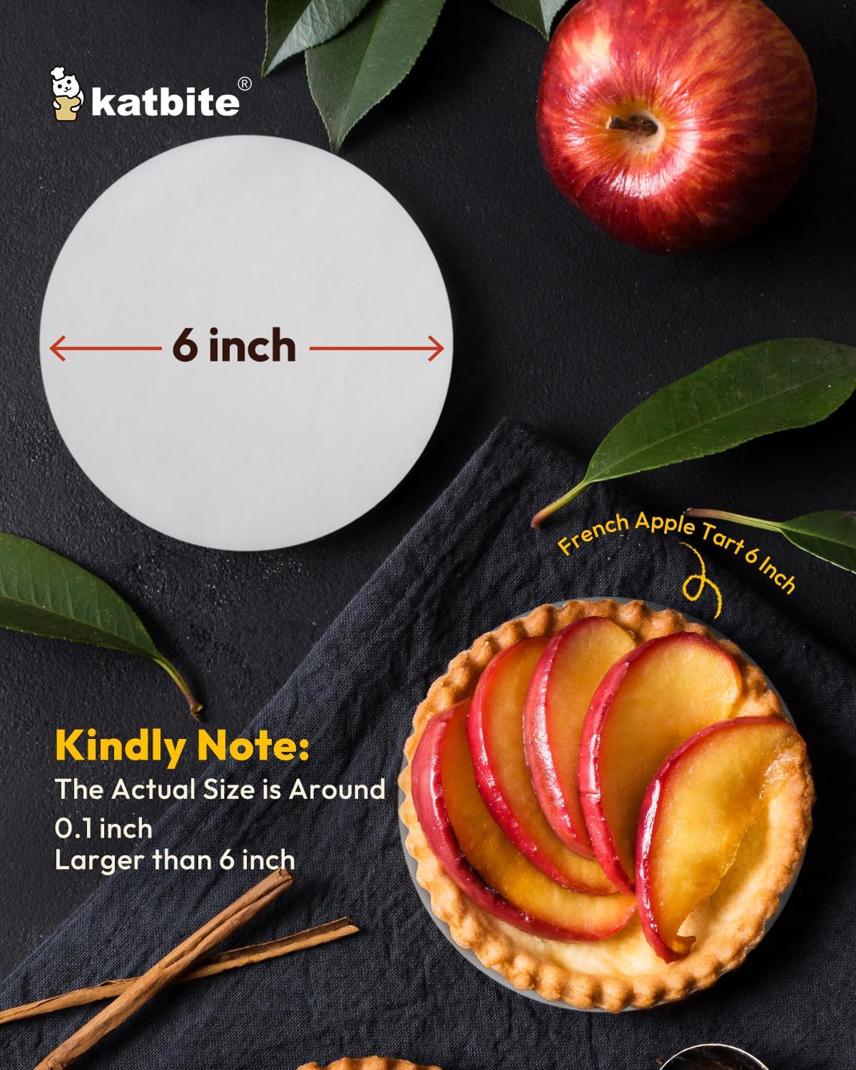 Katbite 400Pcs 6 Inch Parchment Paper Rounds, Round Parchment Paper for Cake Baking, Patty Separating, Tortilla Wrapping(2 Pack of 200Pcs)