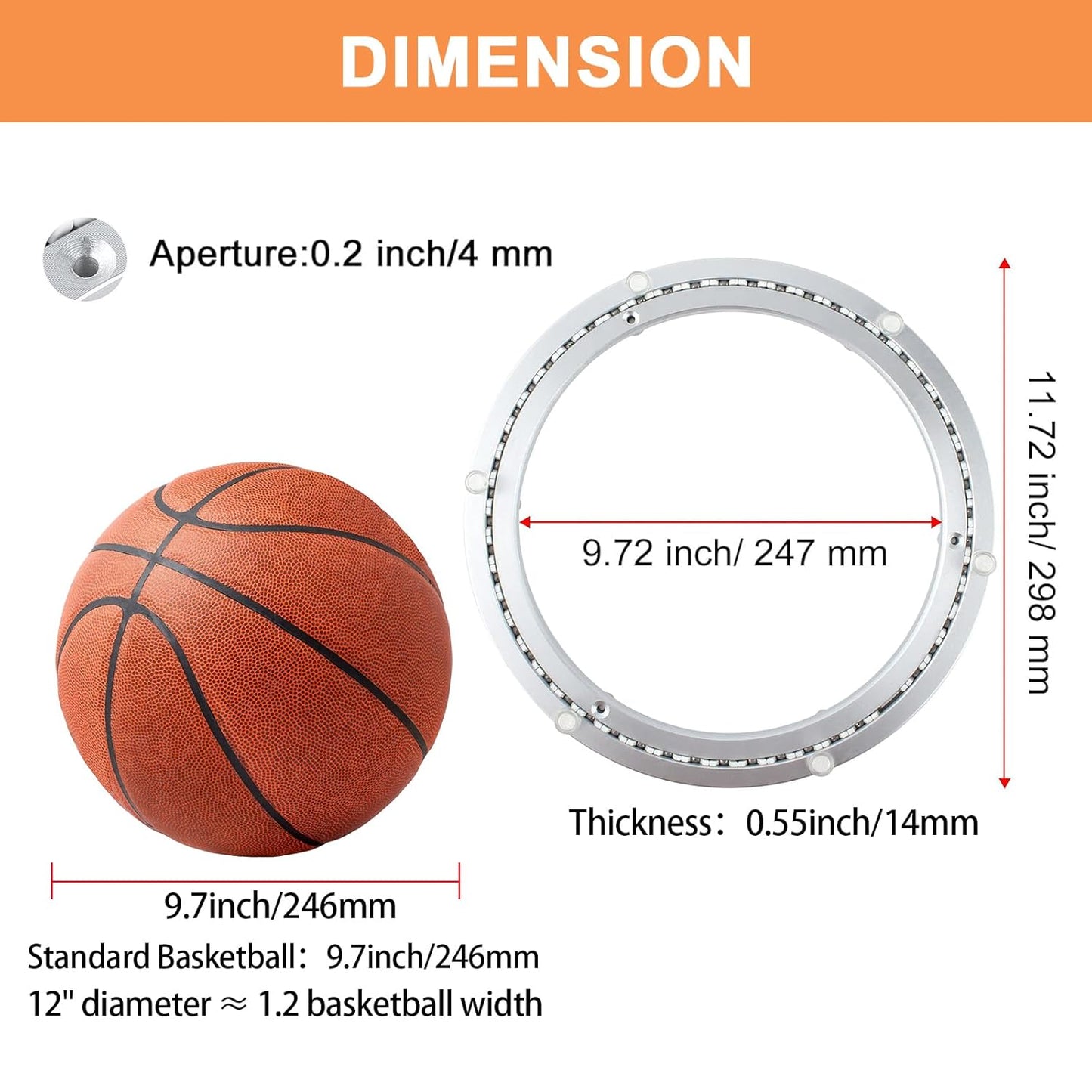 TamBee 12 Inch Mute Lazy Susan Bearing Base - 300lb Capacity Aluminum Heavy Duty Lazy Susan Turntable Mechanism Kit for Smooth Rotation, Universal Hardware for DIY Furniture, Table (Base Only)
