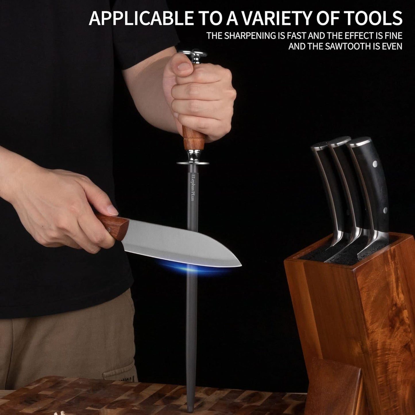 honing steel knife sharpener ，Wooden Handle knife sharpener rod,12 Inch Knife Sharpening Steel Honing Rod（mahogany）