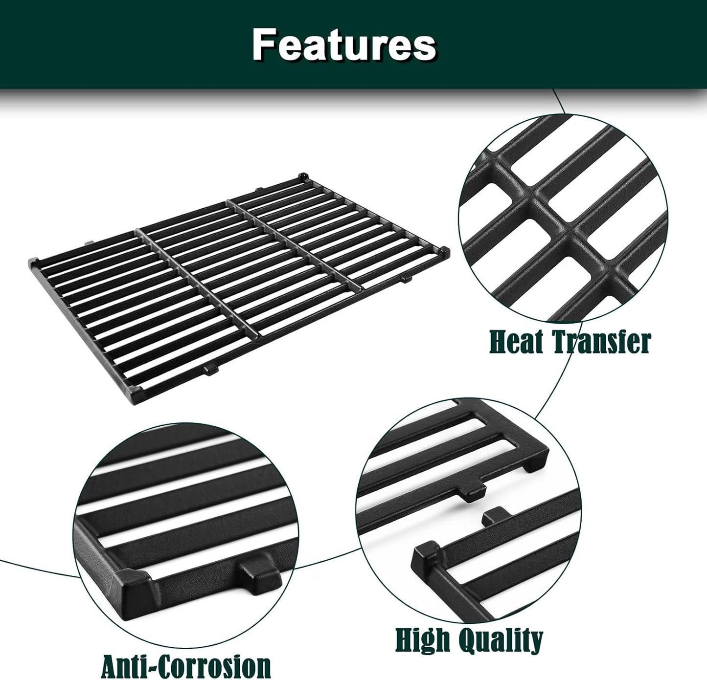 7638 Spirit Grill Replacement Parts for Weber Grill Grates Spirit 300 Series E310 E-315 S-315 E-330 E330 E315 S315 Spirit II E-310 2 E-310 Gas Grill Parts Genesis Silver B 1000 Cooking Grates 2 Pcs