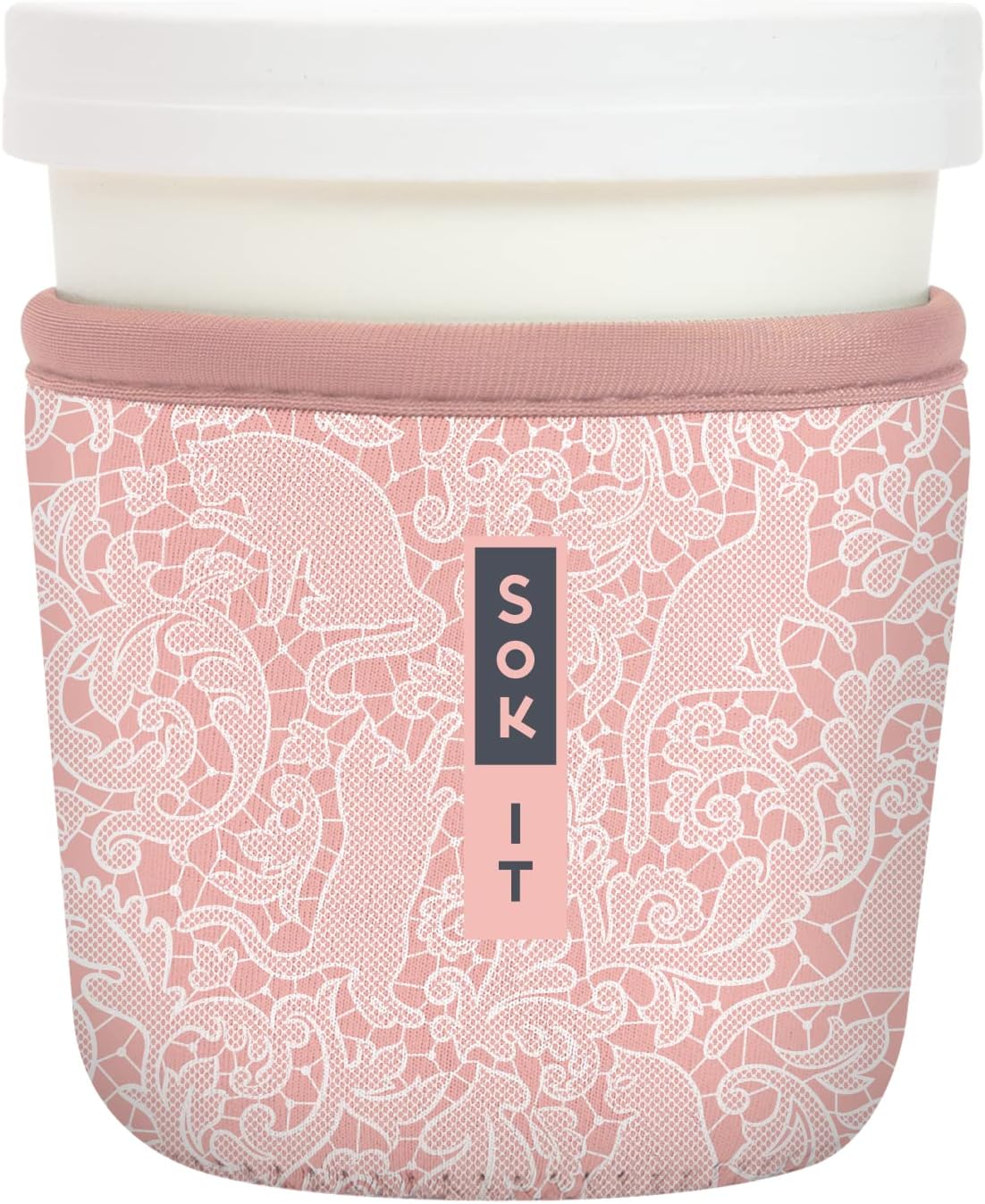 Sok It IceCreamSok Insulated Neoprene Cover (Paisley Pink Cats, Tapered Ice Cream Pints)