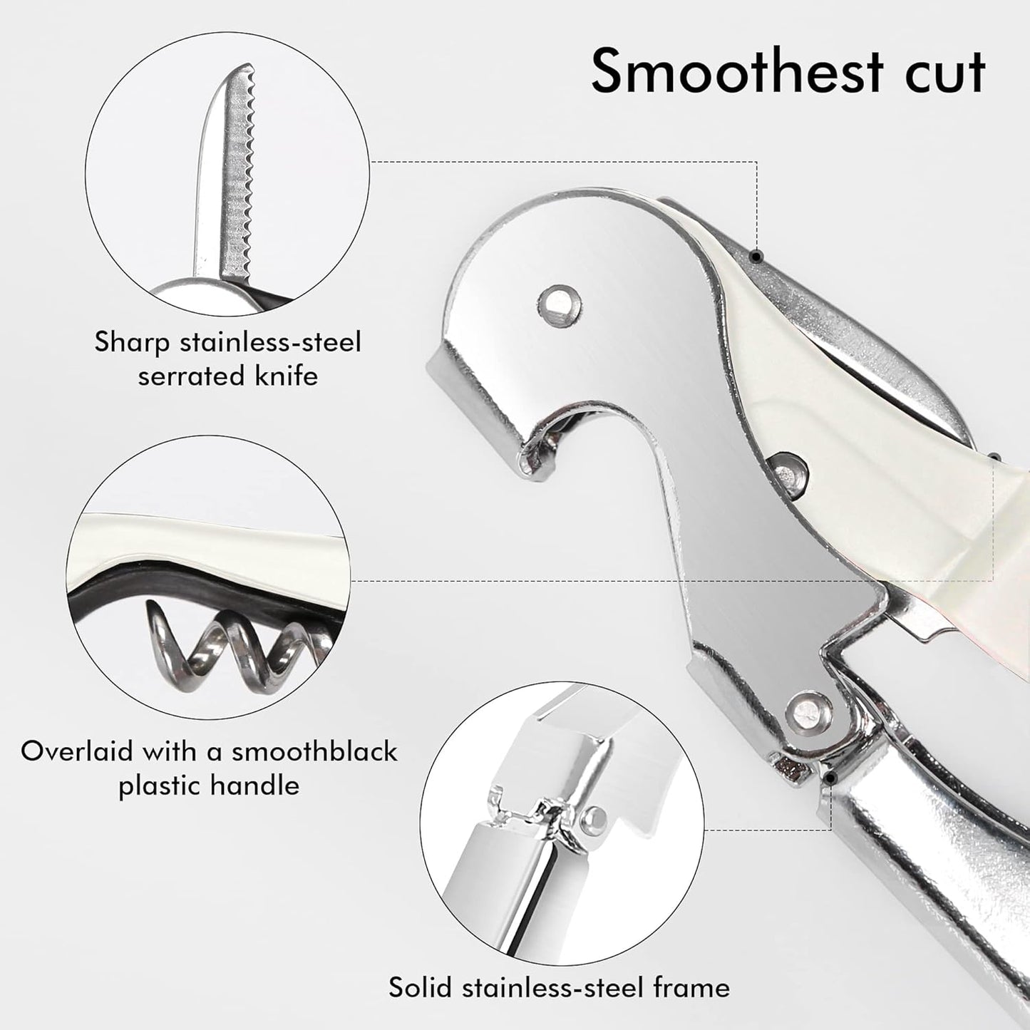 Professional Waiter Corkscrew Wine Openers Set, Heavy Duty Stainless Steel Hinges Wine Key for Restaurant Waiters, Sommelier, Bartenders